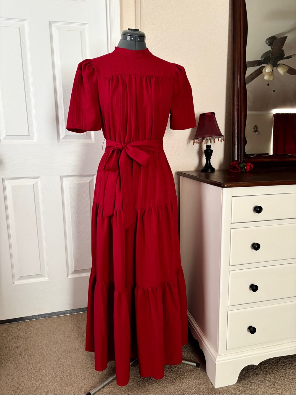 Shein Cranberry Red Tiered Maxi Dress, M/6